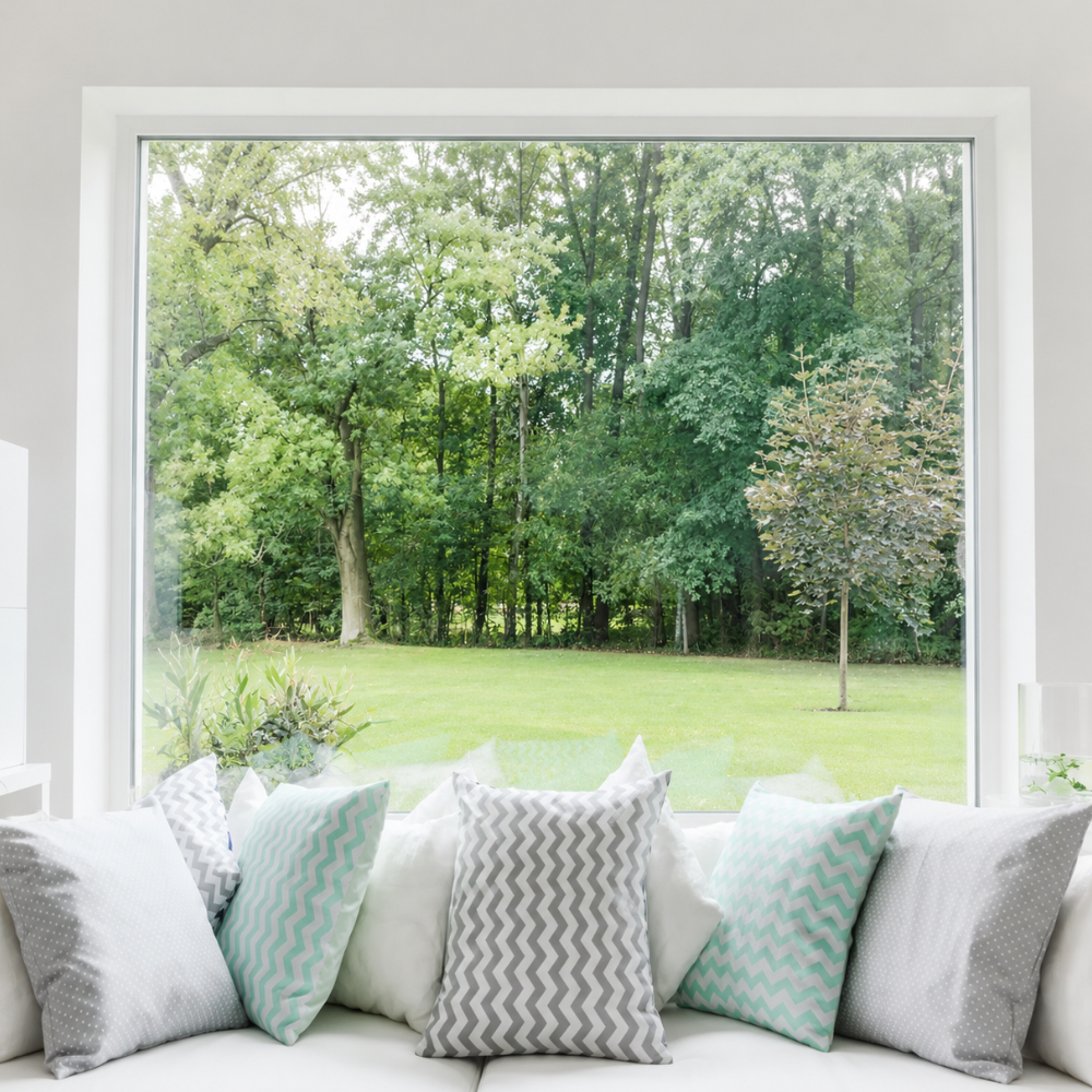 Modern interior showcasing a large picture window
