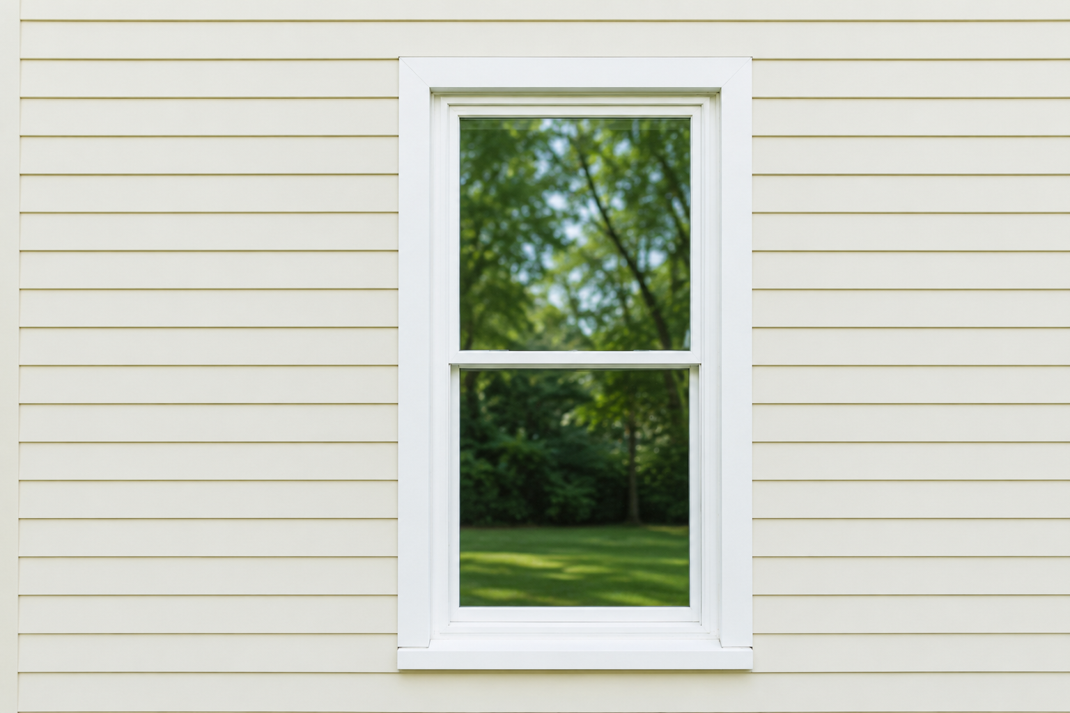 Interior view featuring a modern single-hung window with natural light