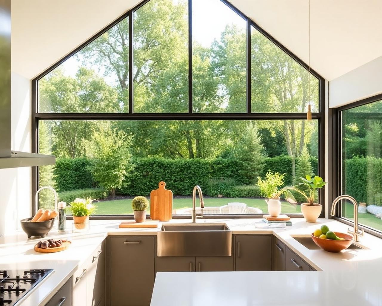 Modern interior showcasing a large picture window